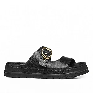 Chinelo Pegada Feminino em Couro Preto 234701-03 Preto