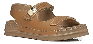 Sandália Pegada Feminina em Couro Camel 234704-07