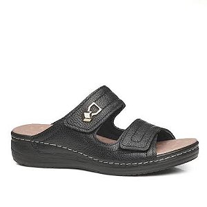 Chinelo Pegada Feminino em Couro Preto 233813-04