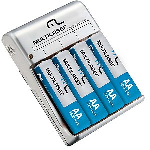 Carregador De Pilhas Multilaser C/ 4 Pilhas Aa Rm02 - Cb054