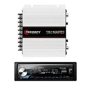 Kit Modulo Taramps Ts400 2Ohms + Rádio MP3 Player Automotivo Tiger TG-4.3.006