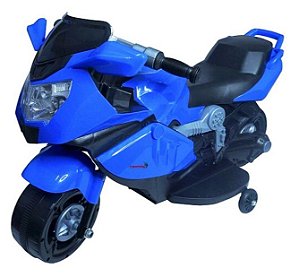 Mini Moto Elétrica Infantil 6V Azul com Luzes e Som Importway BW044AZ