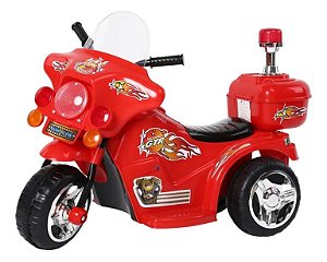 Mini Moto Elétrica Infantil Polícia 6V 18W Vermelho Importway