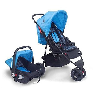 Carrinho Travel System Urban Azul Baby Style + Cadeira Para Auto 0 A 13kg Urban Azul Baby Style