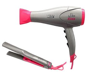 Kit Gama Prancha Lumina Duo Tourmaline Bivolt + Secador Lumina Nano Tourmaline 220v