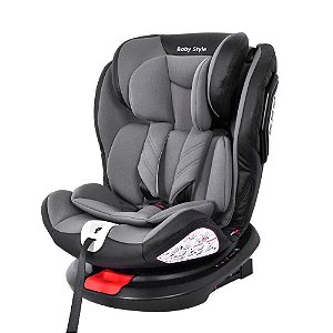 Cadeira Bebê Auto 0 a 36kg com Rotação Cinza Isofix Baby Style