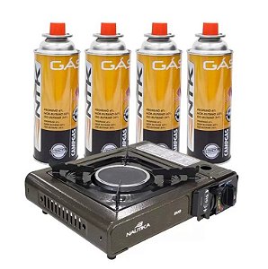 Kit Nautika Fogareiro Duo Ceramik com Acendedor Automático 280460-UN + 4 Cartuchos de Gás