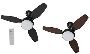 Ventilador de Teto Ventisol Legacy Led PR 3P Preto com Tabaco C/R Inverter 11178 Bivolt