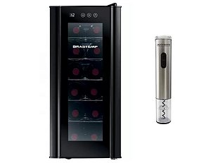 Kit Adega Brastemp BZC12BEANA 110vPreta + Abridor de Vinho Inox a Pilha Wine Black Decker