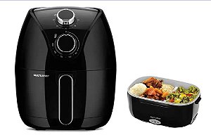 Kit Multilaser Fritadeira Elétrica Air Fryer 4L Preta CE221 110v+ Aquecedor De Alimentos CE071
