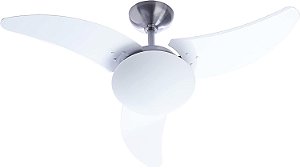 Ventilador de Teto Solano Aço escovado 3 Pás Branca 130w Tron 220v