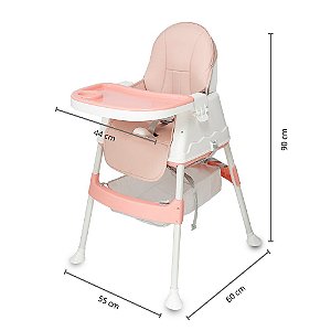 Cadeira de Alimentação Alta Multifuncional HS-B307 Rosa Multmaxx