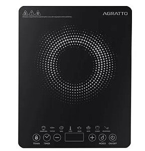 Cooktop de Indução 1 Boca ACKI01I-01 127v 1200w Preto Agratto 14464