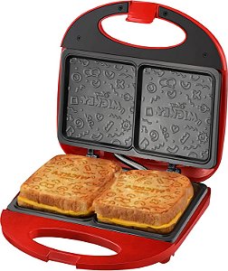 Sanduicheira Mallory Mickey Mouse Funny Plates 750w Vermelho 110V
