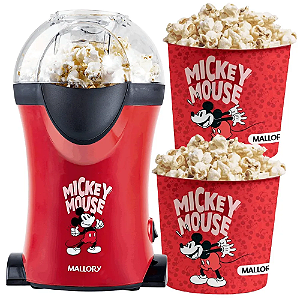 Pipoqueira Mickey Mallory 1200W 110v Vermelha + 2 Baldes de Pipoca Mickey