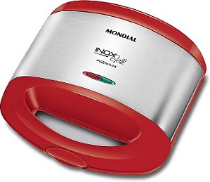 Grill e Sanduicheira Mondial Inox Red S-19 Inox/Vermelha 800W 110V