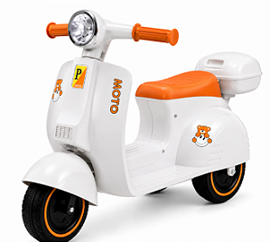 MOTO ELETRICA INFANTIL LAMBRETA COM BAGAGEIRO BRANCA MULTMAXX MTX165