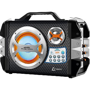 Caixa  Amplificada Music Wave Preto/Prata  Lenoxx CA303