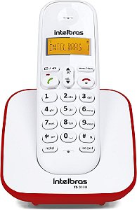 Telefone sem Fio Digital Intelbras TS 3110 Branco e Vermelho