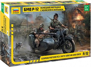 Zvezda - German Motorcycle with Sidecard and Crew R-12 - 1/35