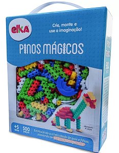 Brinquedo Educativo de Montar Pinos Magicos 500 Peças coloridas Elka