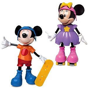 Kit Bonecos Mickey Radical e Minnie Patinadora