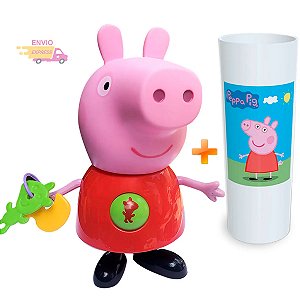 Boneca Peppa Pig Tamanho Grande 24cm com Acessórios Gira Bolinha Elka