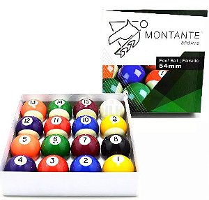 Bolas Numeradas 54mm Faixadas Montante Sports Para Sinuca Bilhar