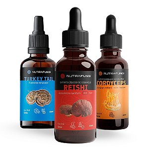 Kit Extrato de Turkey Tail, Reishi e Cordyceps. 60 mL