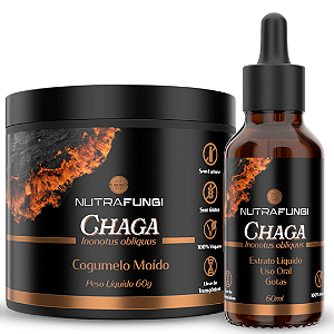 Kit Cogumelo Chaga Moído e Extrato.