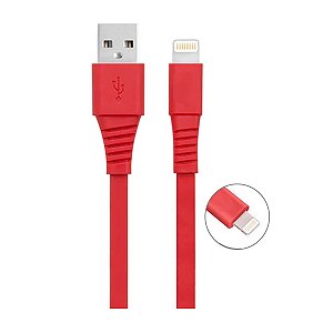Cabo USB Kingo Lightning Flexível com Case Vermelho 1m