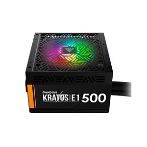 Fonte Computador Solid Gamdias Kratos E1 500W Preto RGB