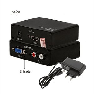Adaptador VGA para HDMI com Audio e Fonte 5V C1
