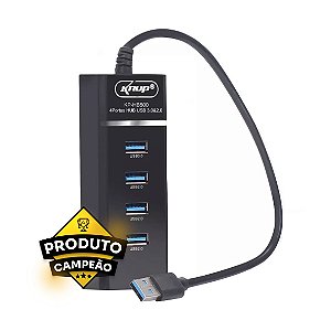 Hub USB 3.0 e 2.0 Knup 4 Portas KP-HB500 Preto