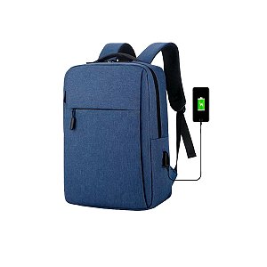 Case Mochila para Notebook Impermeável com USB 15.6 Pol Azul