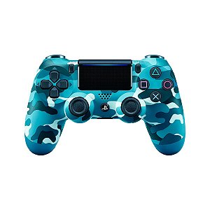 Controle Sem Fio Original PS4 Azul Camuflado Seminovo