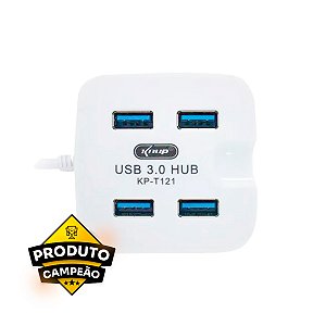 Hub USB 3.0 e 3x USB 2.0 Knup 4 Portas KP-T121/A Branco