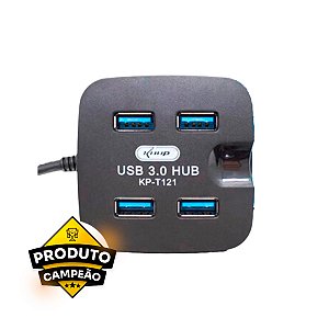 Hub USB 3.0 e 3x USB 2.0 Knup 4 Portas KP-T121/A Preto