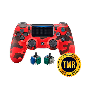 Controle Sem Fio Original PS4 TMR Vermelho Camuflado Seminovo