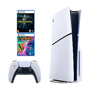 Console PS5 Slim Mídia Física 1TB + Jogo Returnal + Jogo Ratchet & Clank: Em Uma Outra Dimensão