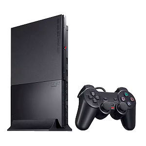 Console PS2 Super Slim + Jogos Digitais + Pen Drive 64GB Preto Seminovo