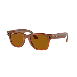 Óculos de Sol Smart Ray-Ban Meta Wayfarer RW4008 Polarizado Caramelo/Marrom