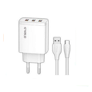 Fonte Celular 3x + Cabo USB-A para V8 a'GOLD CA36-1 5.1A