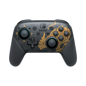 Controle Sem Fio Original Nintendo Switch Pro Controller Monster Hunter Rise Preto Seminovo