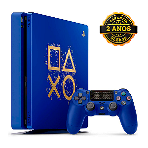 Console PS4 Slim 1TB Days Of Play com 15 Jogos Azul Seminovo