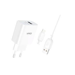 Fonte Celular + Cabo USB-A para Lightning 1,2m KD-111A Kaidi