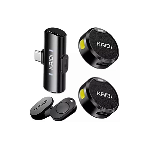 Microfone Lapela Wireless Kaidi  Magnético sem Fio Duplo Tipo C KMF4-C Kaidi
