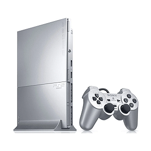 Console PS2 Super Slim + Jogos Digitais + Pen Drive 64GB Prata Seminovo