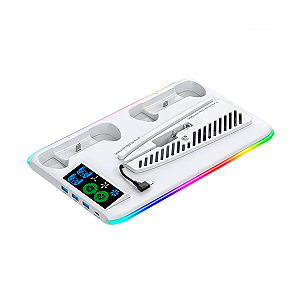 Base Cooler Para Ps5 Pro Slim Suporte Dock Controles Led Seminovo