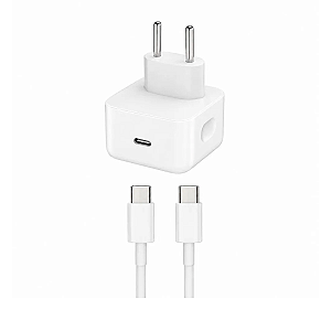 Fonte Celular USB-C 40W + Cabo USB-C para USB-C 1m Lehmox Branco